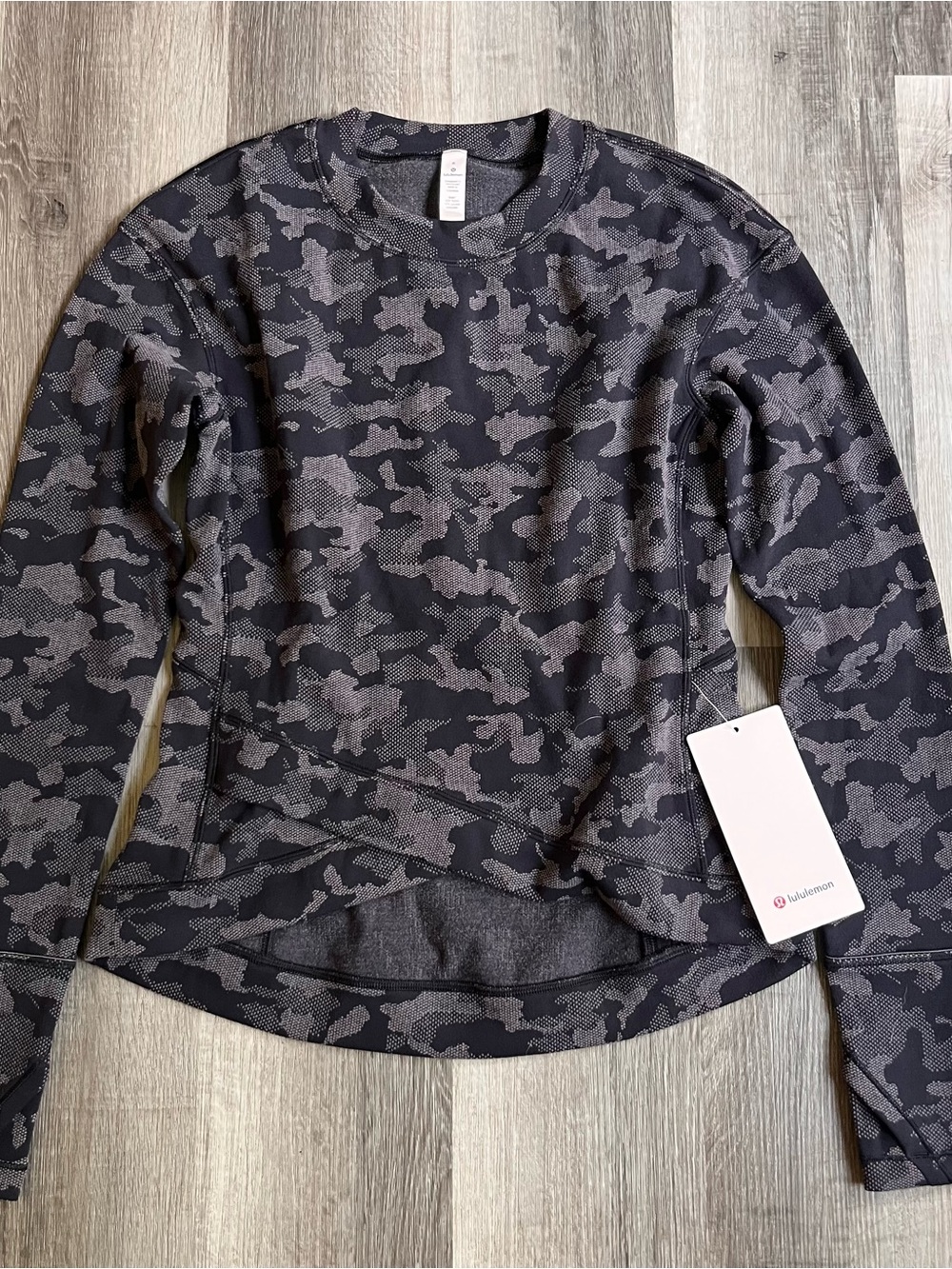 lululemon athletica Black & Gray Camo Long Sleeve Pullover